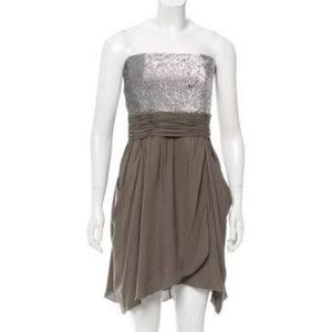 Alice & Olivia Maggie OLIVE Sequin Strapless Dress